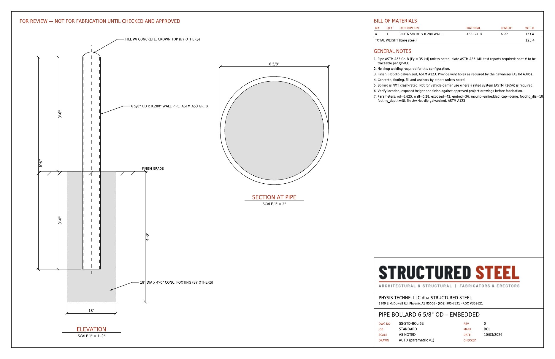 Reference drawing SS-STD-BOL-6E